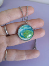 Load image into Gallery viewer, Sea Green Swirl - Large Round Pendant