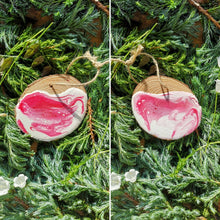 Load image into Gallery viewer, Candy Cane Swirl Wooden Slice Ornaments