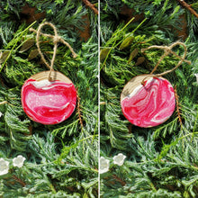 Load image into Gallery viewer, Candy Cane Swirl Wooden Slice Ornaments