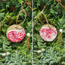 Load image into Gallery viewer, Candy Cane Swirl Wooden Slice Ornaments