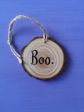 Load image into Gallery viewer, Boo! Ghostie Wood Slice Decoration
