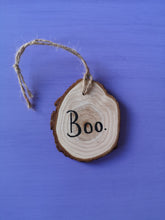 Load image into Gallery viewer, Boo! Ghostie Wood Slice Decoration
